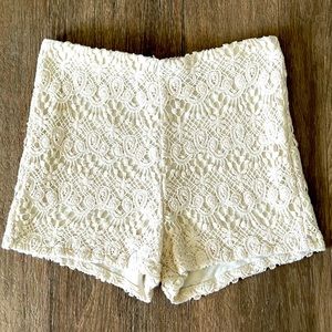 Ivory Lace High-waist Shorts